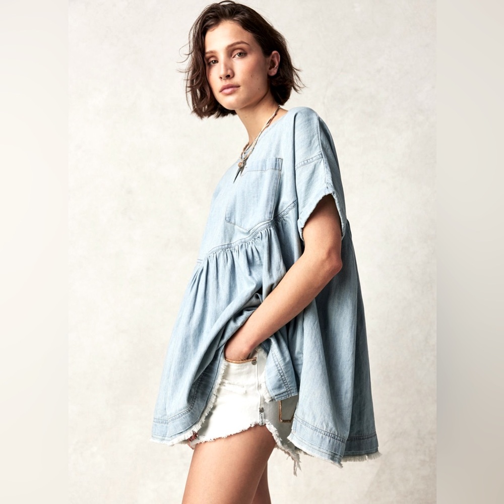 Free People - We The Free Moon City Denim Top - Size XS
